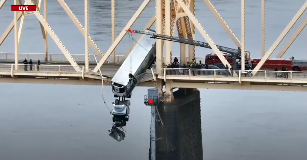 Dramatic Rescue: Semitruck Driver Safely Retrieved From Perilous Bridge ...