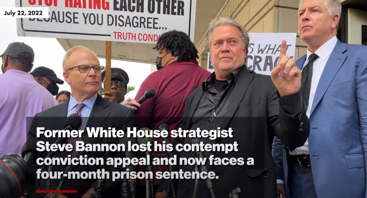 Appeals Court Upholds Steve Bannon's Conviction for Criminal Contempt of Congress