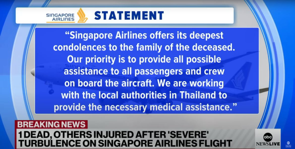 British Man Dies, Several Injured After Severe Turbulence on Singapore Airlines Flight