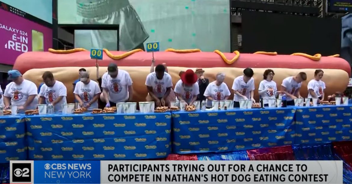 Times Square Hosts Hot Dog Eating Contest Qualifier