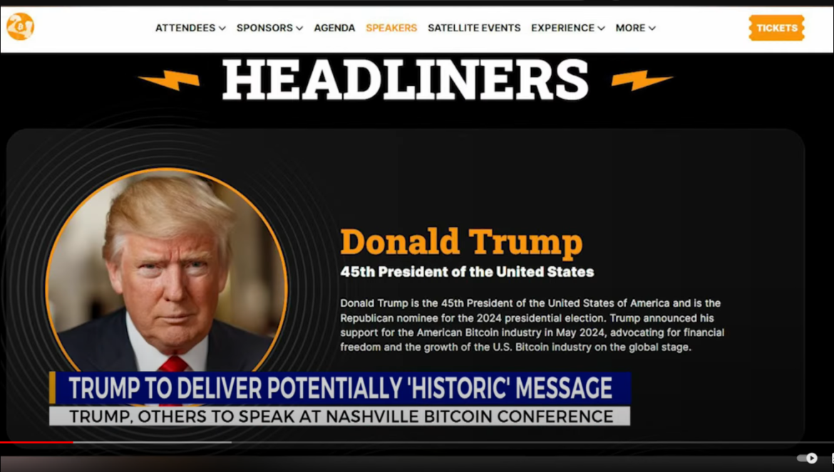 Donald Trump to Speak at Nashville Bitcoin Conference