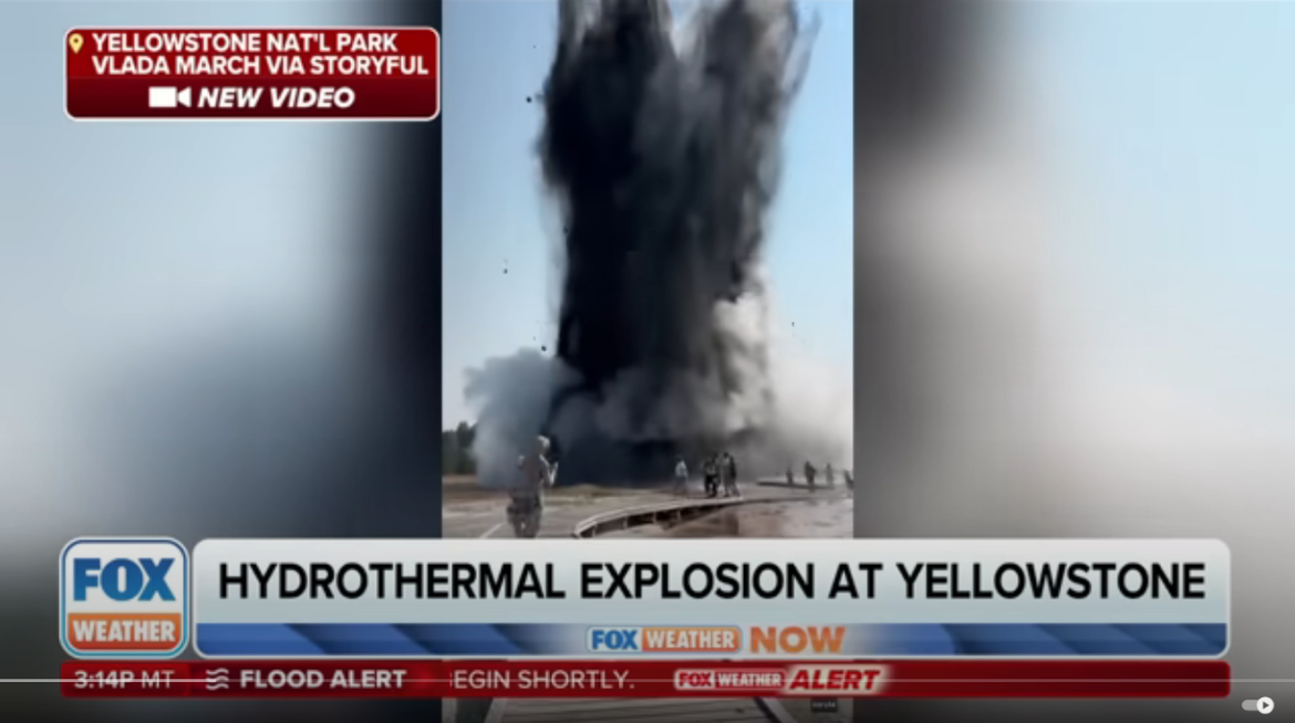 Geyser Explodes at Yellowstone National Park Biscuit Basin