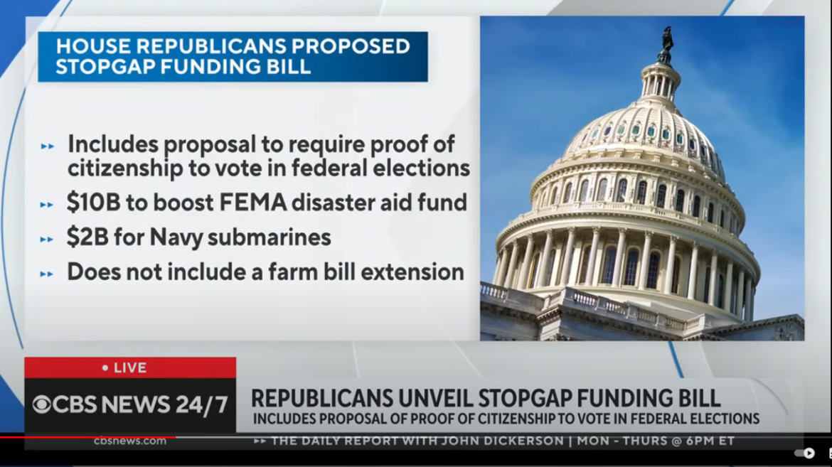 House GOP Unveils Stopgap Funding Bill with Voter Citizenship Proposal as Government Shutdown Looms