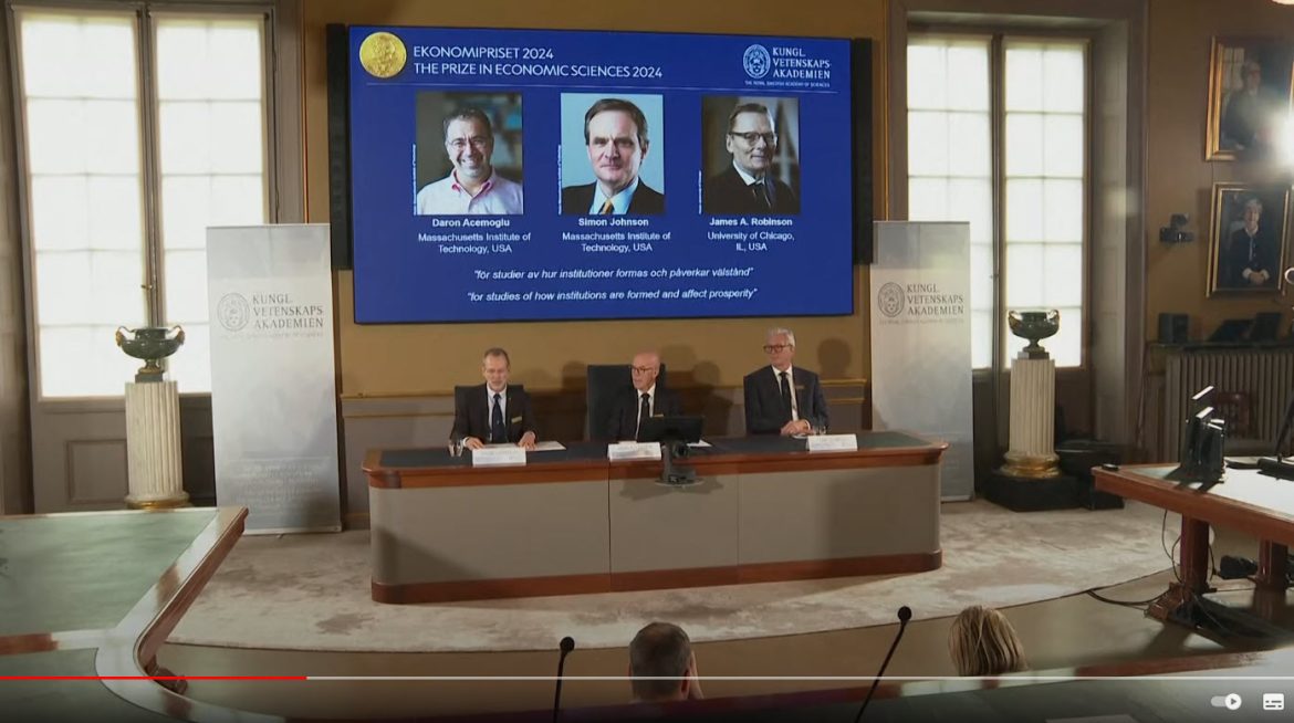 Economics Nobel Prize 2024 Awarded to Acemoglu, Johnson, Robinson for Research on Institutions and Prosperity