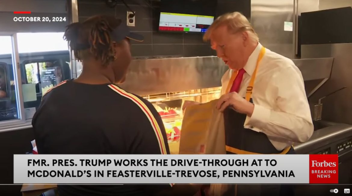 Trump Works McDonald's Drive-Through in Pennsylvania as Election Day Nears