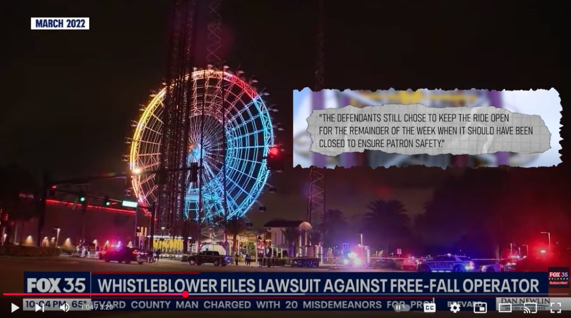 Technician Sues Over Ignored Safety Warnings in Orlando FreeFall Ride That Killed Teen