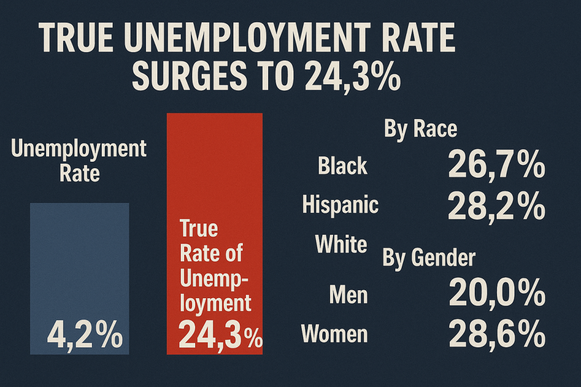True Unemployment Rate Surges to 24.3%, Revealing Hidden Labor Market Struggles