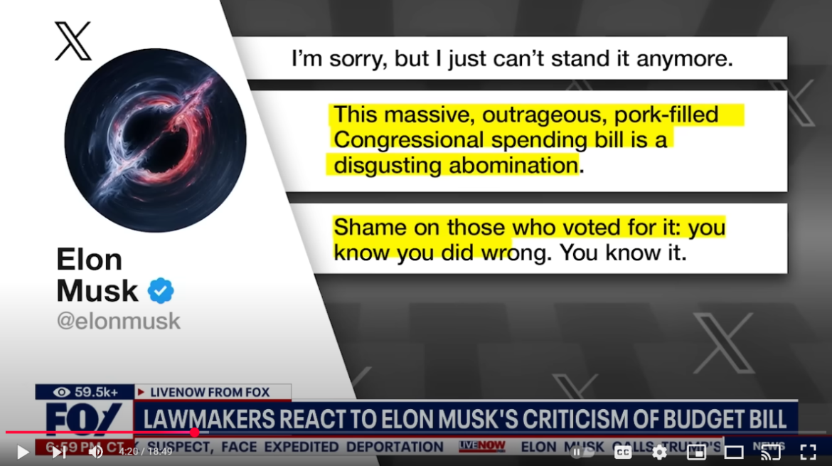 Elon Musk Declares War on Trump's 'Big Beautiful Bill,' Urging Congress to 'Kill the Bill'